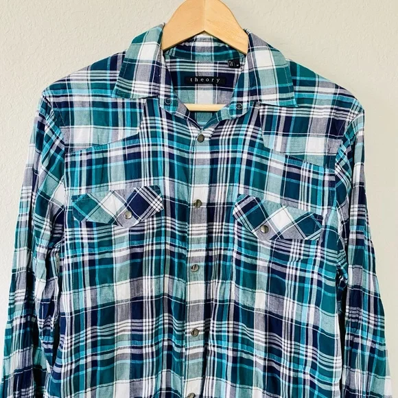 Theory Plaid Button Down - Picture 4 of 11